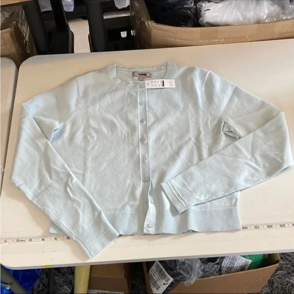 J.‎ Crew New Jackie cardigan in premium ultra-fine cotton blend XS Light Blue - Picture 5 of 5